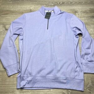 Dunning Golf Mens XL Quarter Zip Pullover Regal Heather Purple Wool Blend NEW
